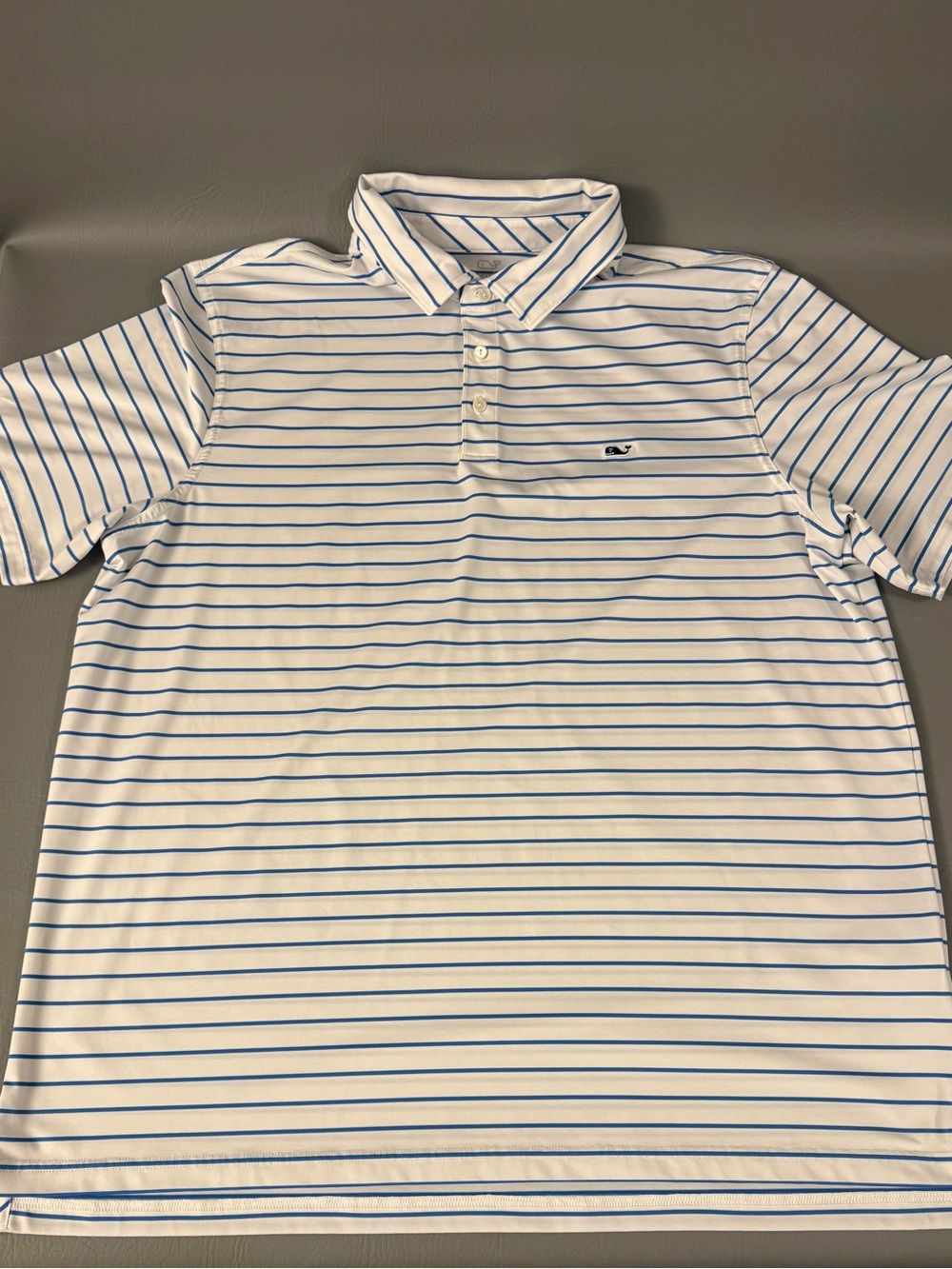 Vineyard Vines Men's Performance Polo Shirt - White & Blue Striped